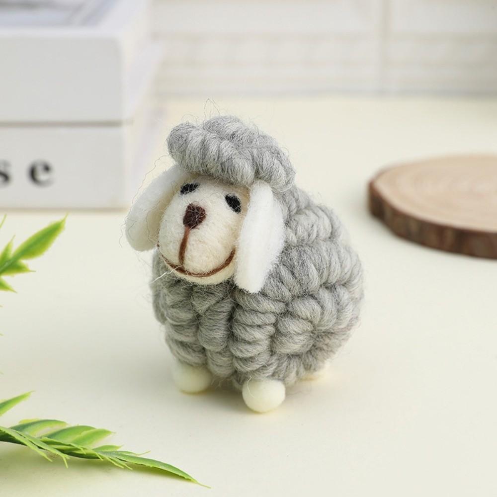 Wool Felt Christmas Sheep Figurine Soft Cartoon Sheep Doll New Mini Sheep Statue  Home Decor