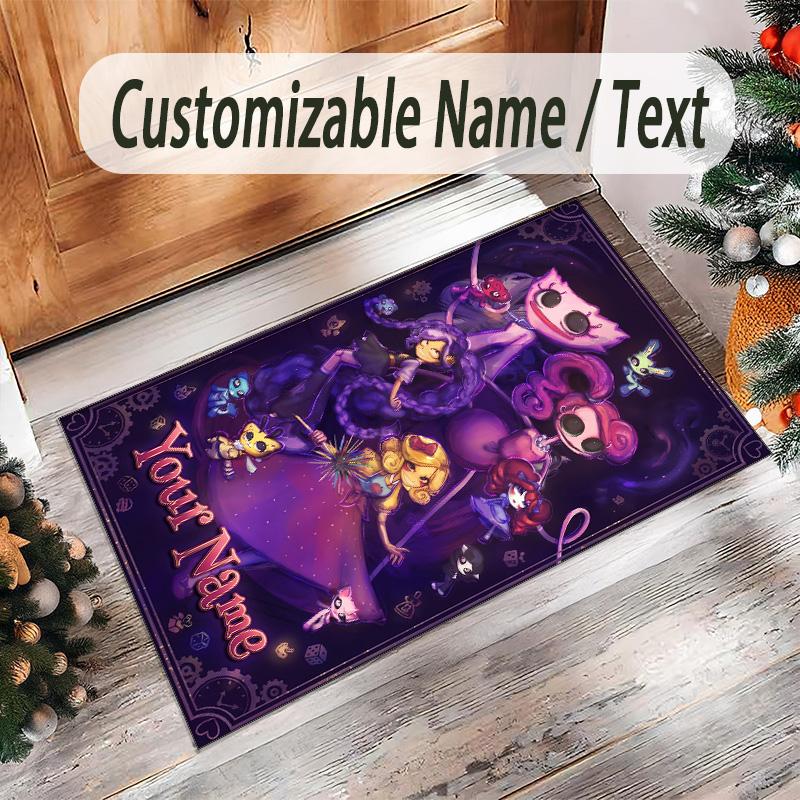 Personalized Crystal Velvet Carpet Custom Name Text,Poppy Playtime Anti Slip Area Rug For Home Decoration