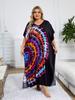 Oversize Kaftan Dresses For Women Bohemian Printed V-neck Beach Long Dress Summer Vacation Swimsuit Coverup Cozy Loose House Dress