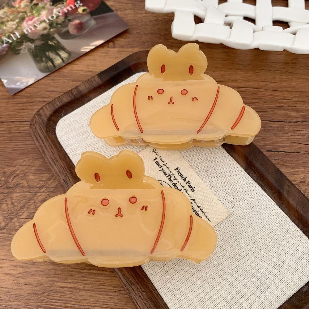 Coffee French Crab Clip Korean Style Acetic Acid Shark Clip Croissant Hair Claw Daily