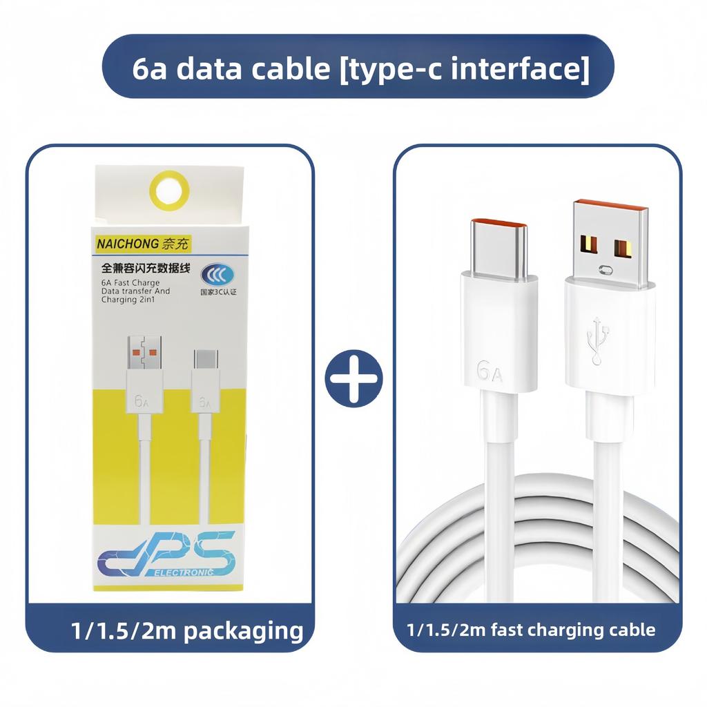 6A super fast charging data cable Type-c flash charging, suitable for Huawei Samsung Honor mobile phone 66w charging cable