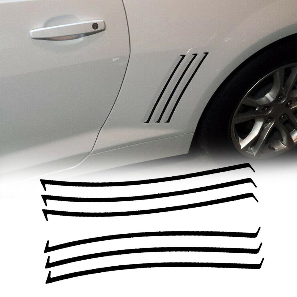 6Pcs Car Vent Insert Stripes Decal Inlay Shark Gill Air Flow Vent Sticker For Chevy Camaro SS RS LS 2010-2015