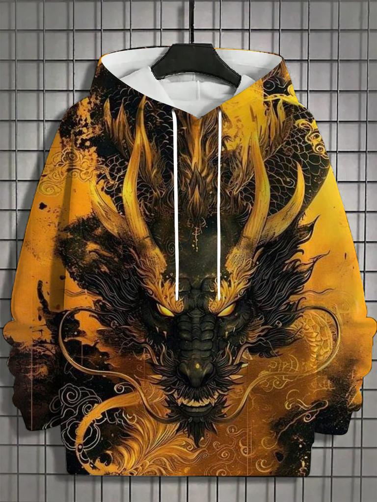 Men's Hoodie 3d Print Animal Tops Tiger Lion Graphics Long Sleeve Hoodie Autumn Fashion Dragon Men's Top Oversized Streetwear