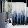 Blue Misty Forest Mountain Nature Tree Fabric Shower Curtains for Bathroom Waterproof Heavy Duty Navy Blue White Shower Curtain