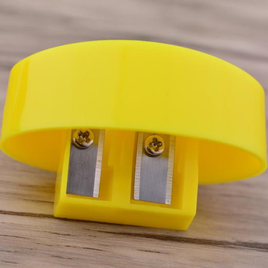 Double Hole Pencil Sharpener with Lid Plastic Manual Pencil Sharpener Portable Colored Pencil Sharpener for Kids Adults Students School Office