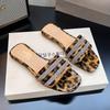 Fashion Women's Sandals Flat Slides Shoes New Summer Luxury Crystal Belt Casual Slippers Leopard Designer Beach Female Footwear Big Size