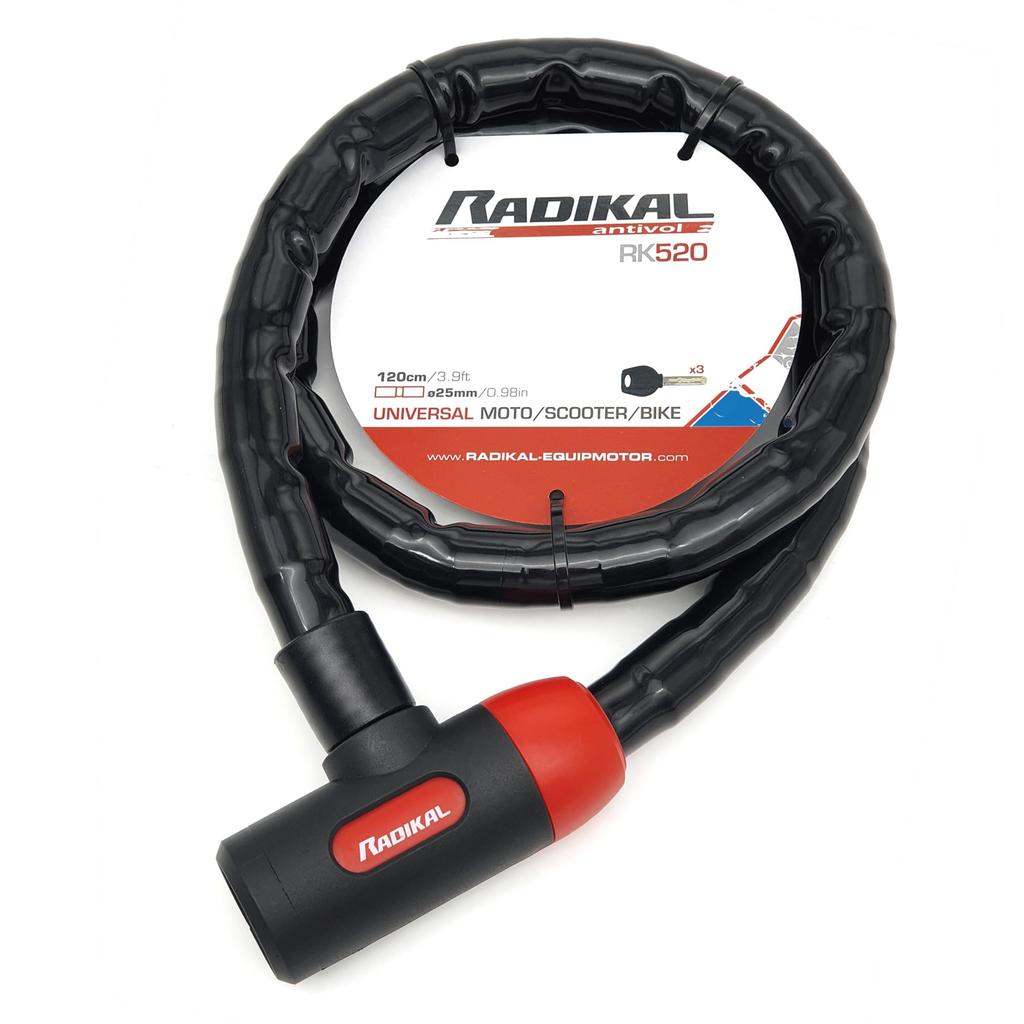 RADIKAL RK520 Articulating Padlock with Motorcycle Chain Flexible Articulating Ball Joint for Closing Armored Safety Steel Anti-Theft Bicycles,