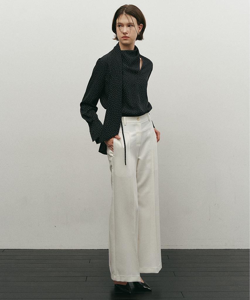 MAKE A TOAST Straight Pintuck Pants Ivory Mbefpa009Iv