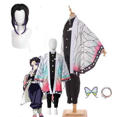 Взрослые дети аниме Demon Slayer Kimetsu no Yaiba Kochou Shinobu Косплей Костюм Кимоно Одежда на Хэллоуин