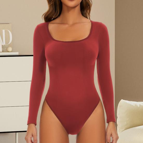 Женский боди с длинным рукавом из термофлиса, с квадратным вырезом, облегающий, теплый базовый слой, топы, осенние мягкие базовые футболки