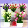 Lily Cherry Plastic Blossom Rose Flowers Potted Plant For Home Decor