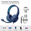SIMOLIO Wired Headphones for Kids with Microphone, Flexible Rotating Boom Mic, Over-Ear Headset for School Students, K-12 Teachers, E-Learning,