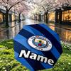 Custom Name Personalized Manchester City FC Print Umbrella, Auto Open Close, 8‑Rib Sturdy Frame, Commute Camping Hiking Use, Birthday Gift