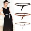 Simple Ring Knotted Thin Belt Women'S Leather Decorative Skirt Fashionable Cowhide Small Belt Red