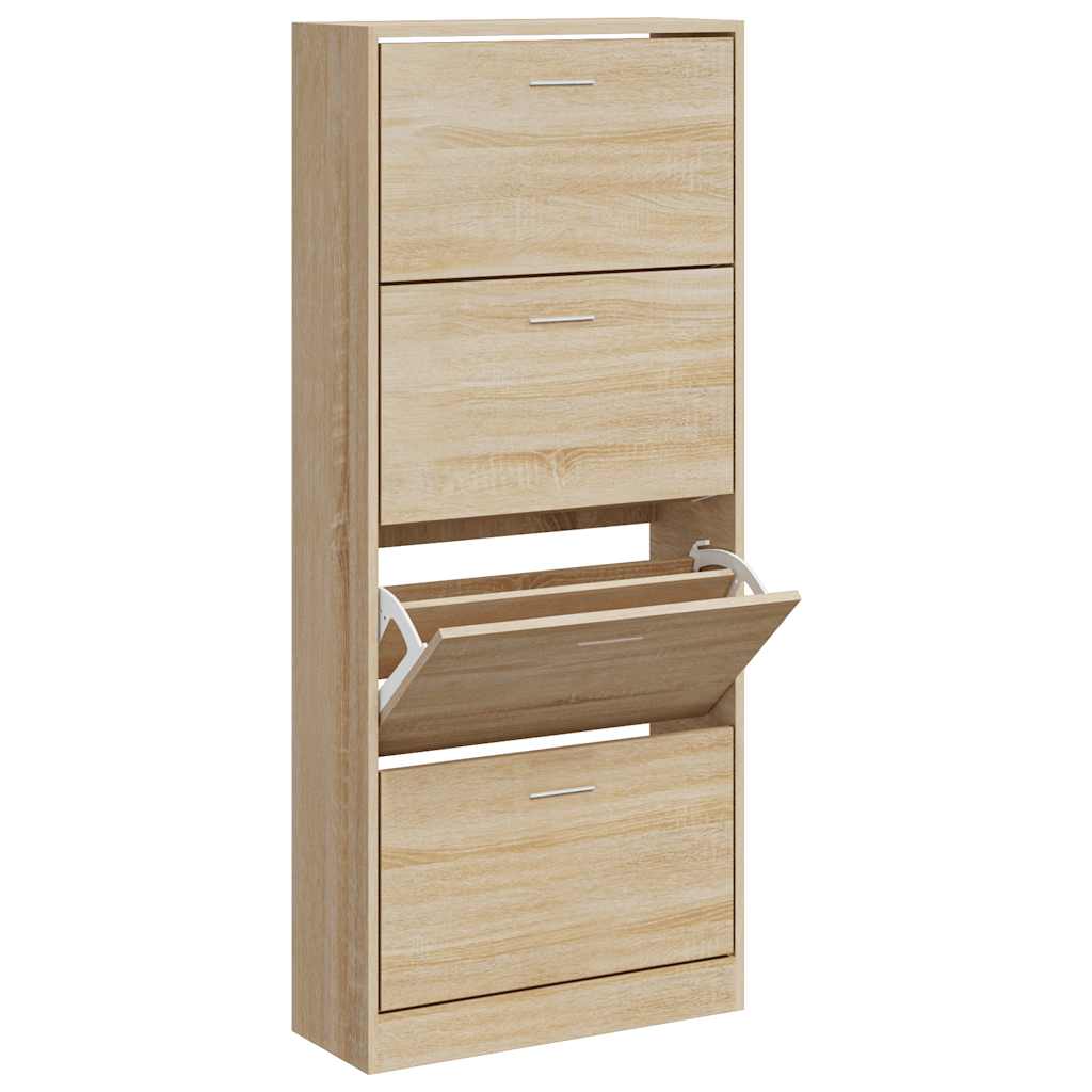 Shoe Cabinet in Sonoma Oak Finish 63 x 24 x 147 cm Engineered Wood