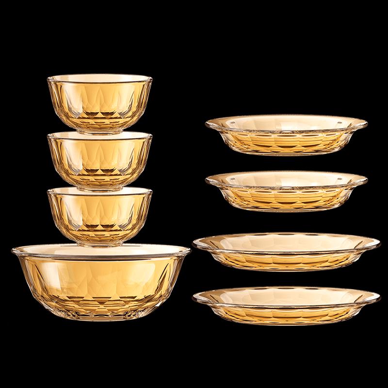 Набор стеклянных контейнеров для хранения еды LocknLock Crystal Amber, 8 предметов