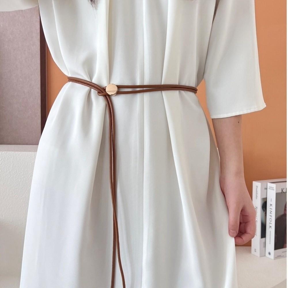Fashionable Soft PU Leather Rope Belts Long Length Thin Waist Chain Adjustable Waist Belt Women Lady Girl