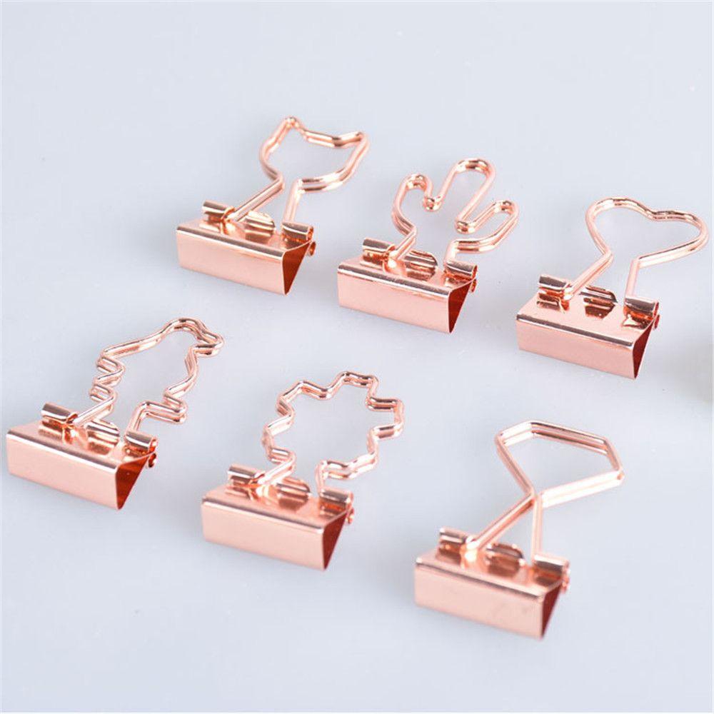 10pcs New Stationery Cat Heart Cactus Mini Office Supplies Paper Clip Binder Clips Metal