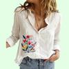 Женская мода с цветочным принтом, рубашка на пуговицах, свободный хлопковый льняной топ, женская повседневная блузка с длинными рукавами