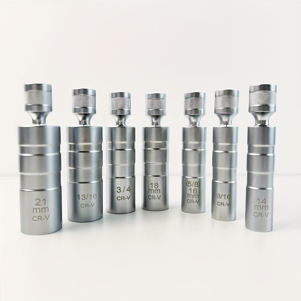7pcs Magnetic Spark Plug Socket Set, 12-Point Rotating Socket, 360-Degree Rotation Removal Tool, Without Battery