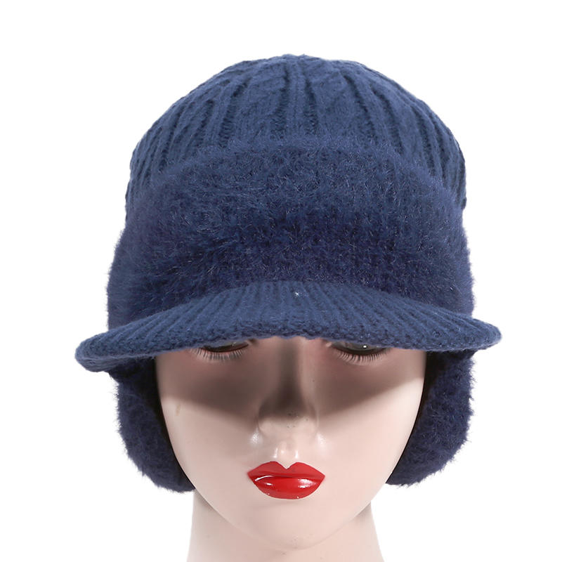 Unisex Winter Hat Outdoor Thick Ski Sports Knitted Hat Plush Fur Lined Warm Earflap Cap Stylish Soft Knit Hat