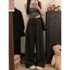 Kumikumi Stylish Drawstring Suit Pants Casual Pants Women Fall Striped Wide-Leg Pants Draping Mopping Pants Pants