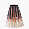 Новая корейская версия плиссированного полосатого контрастного принта с высокой талией для минималистского и стройняющего образа.. Модная юбка А-силуэта средней длины