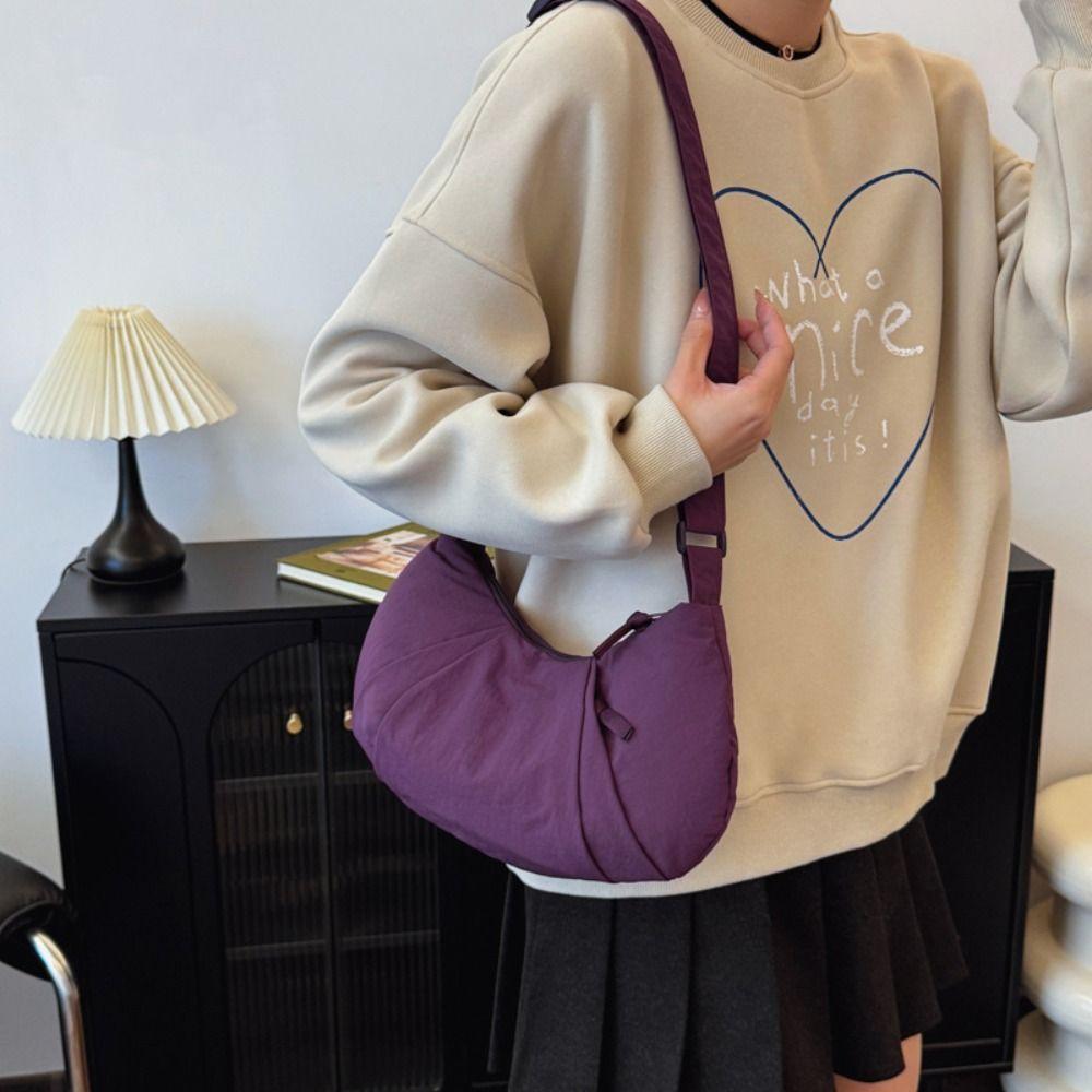 Korean Style Zipper Dumpling Bag Lightweight Sports Messenger bag Nylon Shoulder Bag Male/Female