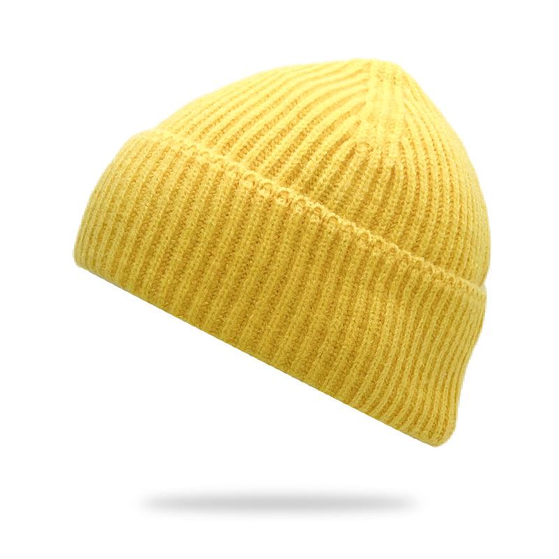 New Solid-color Chunky-knit Beanie versatile Cold-weather Hat Cross-border E-commerce Keeping Women Warm Winter;