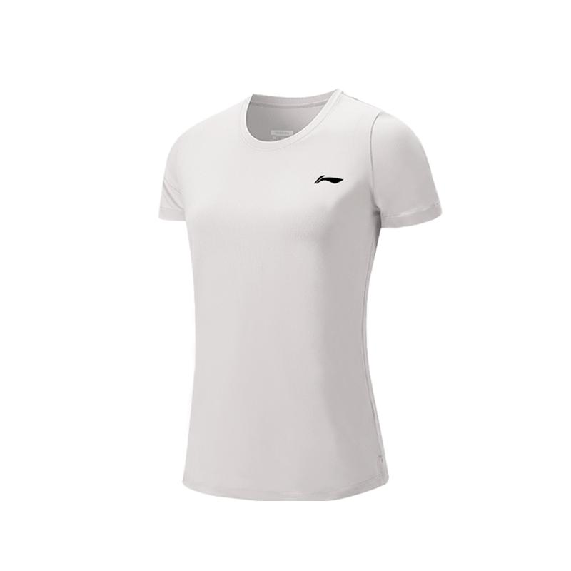 Li-Ning Однотонная быстросохнущая дышащая футболка с круглым вырезом и коротким рукавом для женщин, белые топы YTSU154-1