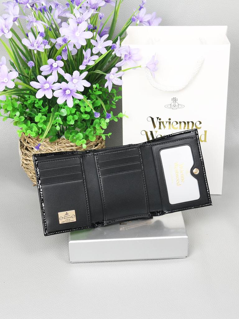 Женский трехсекционный кошелек 2025 года: Натуральная коровья кожа, Westwood, тиснение в виде сердца.