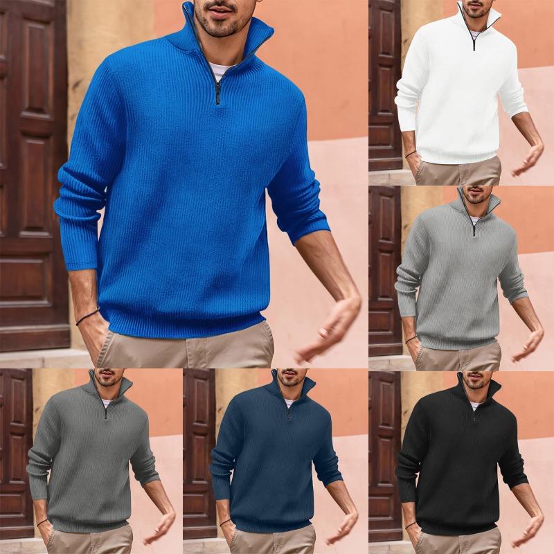POLO Zipper High Neck Мужская рубашка поло для осени и зимы Трикотажная одежда для мужчин с длинным рукавом