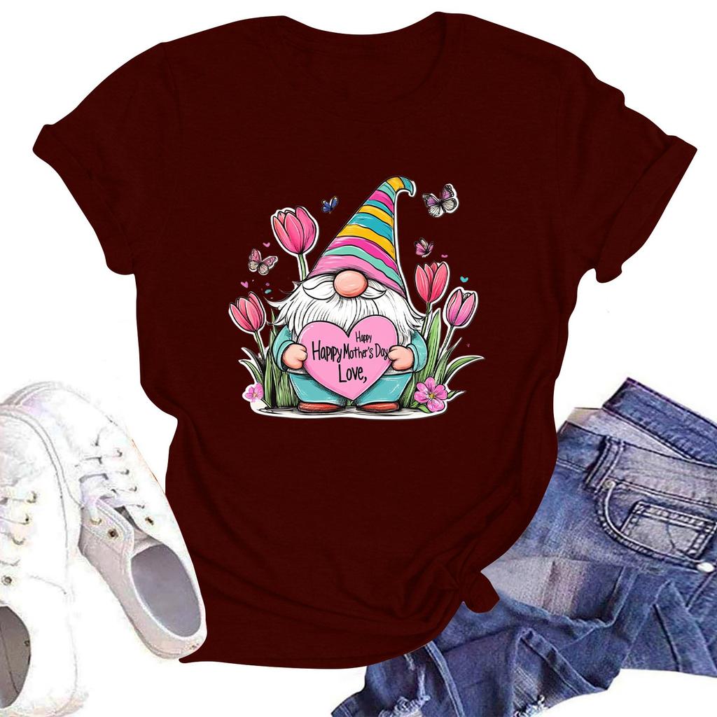 Женская повседневная футболка с круглым вырезом и короткими рукавами с принтом