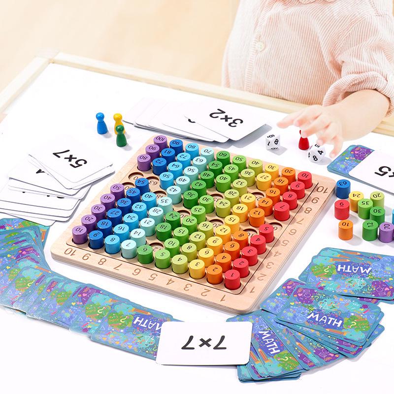 Colorful Wooden Multiplication Table Educational Toy for Children