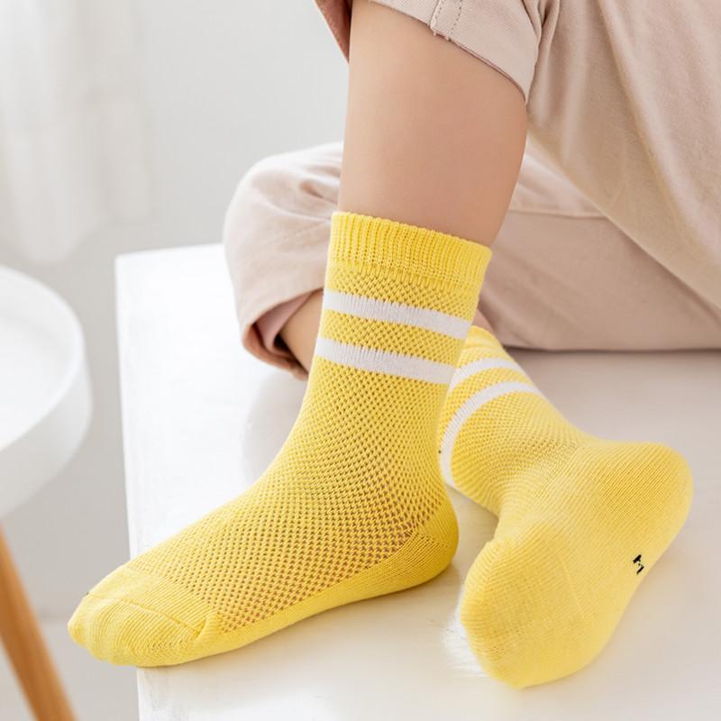 Children's Mesh Socks Summer Thin Pure Cotton Medium Tube Socks Boys Girls College Fashion Socks Baby Black White Striped Socks
