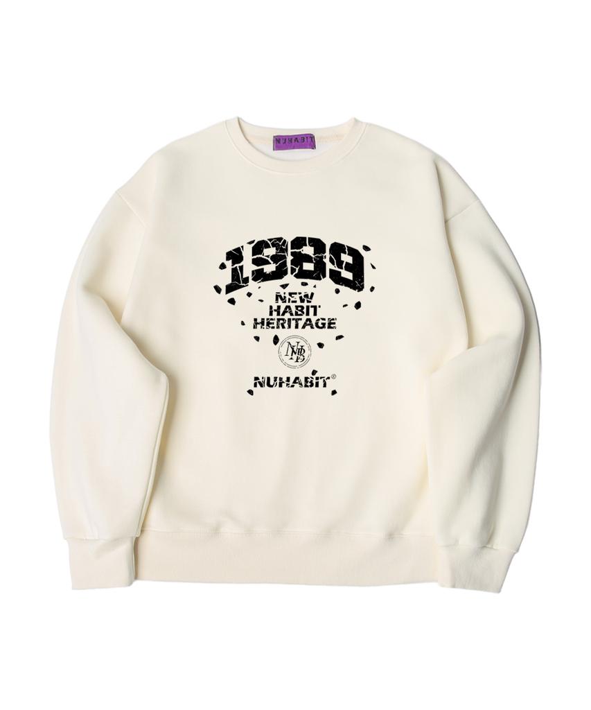 NUHABIT N/H Crack Nhh Logo Oversized Fleece-Lined Sweatshirt_Ivory (Som4-4Nh1206)