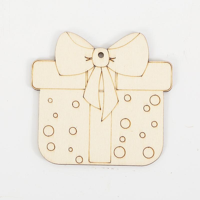 10 шт. Рождественский мультяшный узор Бесцветная деревянная доска и пеньковая веревка - Ручная раскраска Подвеска на рождественскую елку Рождественские украшения