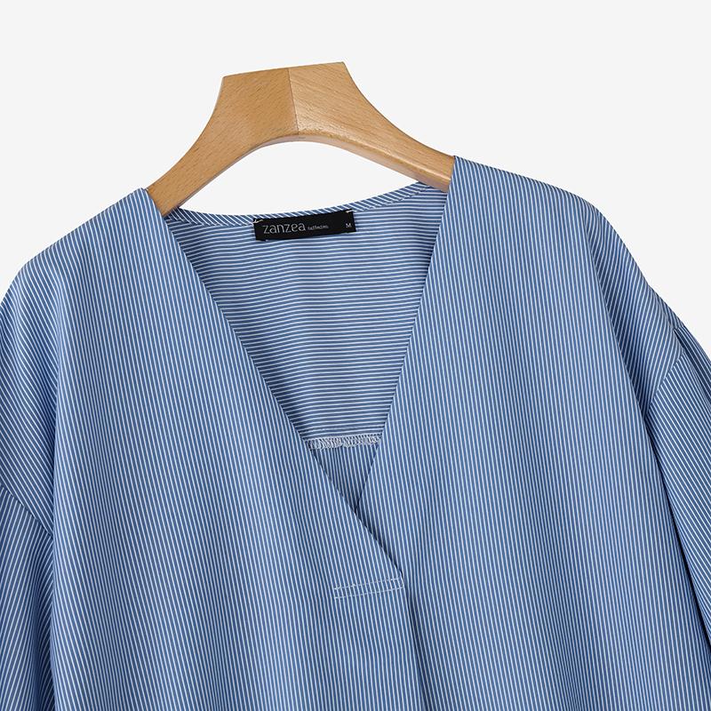 ZANZEA Женская повседневная свободная блузка с V-образным вырезом, рукавами 3/4 и клетчатым принтом, асимметричного кроя