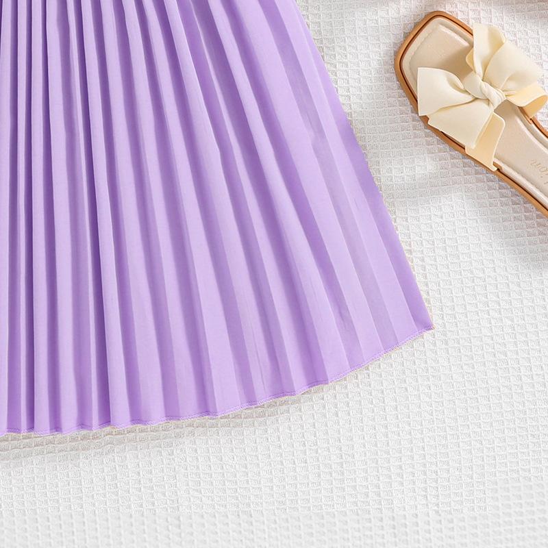 Платья для девочек 8-12 лет Одежда для девочек Весна и лето Новые платья принцесс с рукавами-крылышками и цветными блоками