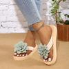 Женские шлепанцы на толстой танкетке, модные удобные домашние тапочки с цветочным декором, повседневные легкие пляжные шлепанцы