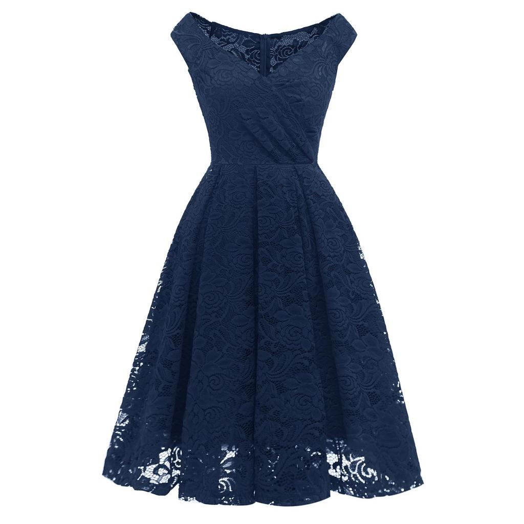 Женское винтажное кружевное платье подружки невесты с цветочным принтом Бардо с открытыми плечами миди в стиле свинг Вечерняя вечеринка Коктейльно-свадебные наряды Формальные платья для особых случаев 2022