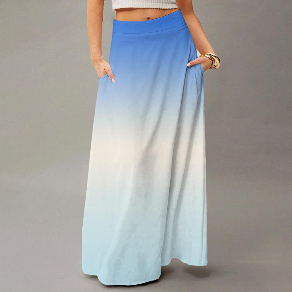 Женское струящееся платье макси, обычная повседневная летняя юбка в стиле бохо