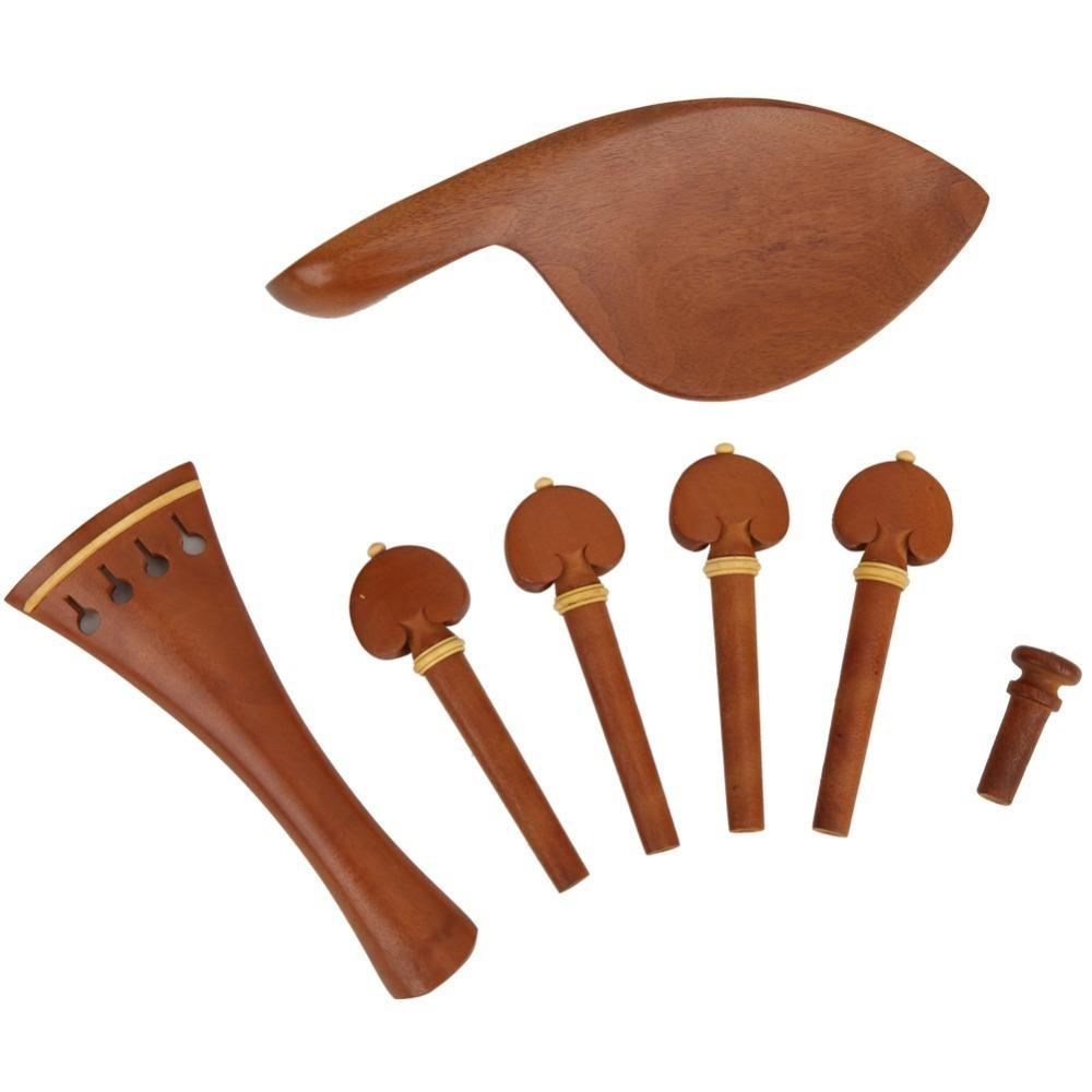 Jujube Wood Violin Tailpiece Set Wooden Color Violin Chin Rest Violin Replacement