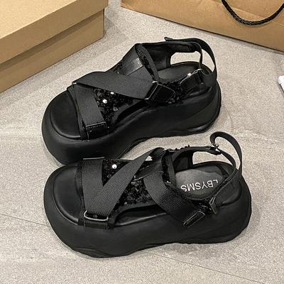 Модные женские сандалии с перекрестными ремешками, роскошные, женские, на высокой платформе, повседневные пляжные шлепанцы, летние, каблуки 8 см, толстая подошва, сандалии