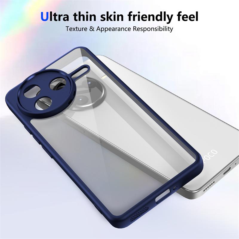 Чехол для Xiaomi Poco F7 Pro Прозрачный Противоударный Жесткий ПК Задняя Крышка для Poco F7 Ultra PocoF7 Pro F7Pro Мягкая Рамка Защитный Чехол