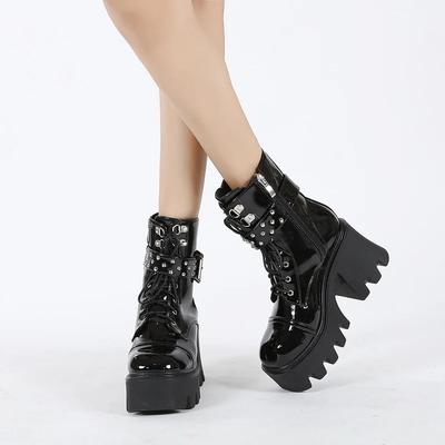 2024 2024 зимние ботильоны женские модные ботинки на платформе готические женские туфли на молнии размер 43 высокие каблуки мотоциклетные ботинки Botas De Mujer