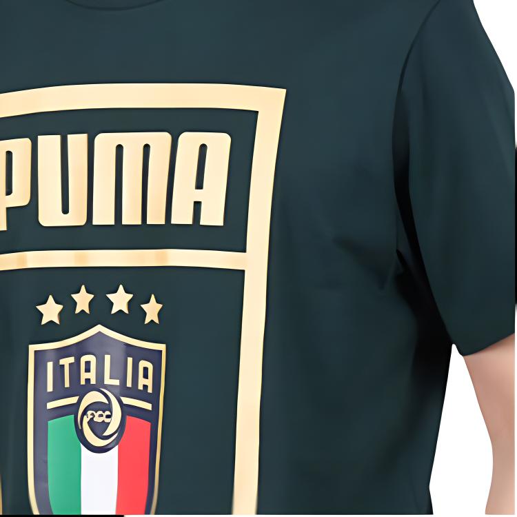 Puma Дышащая повседневная футболка с крупным принтом и коротким рукавом, мужские топы, зеленый цвет 757504-18