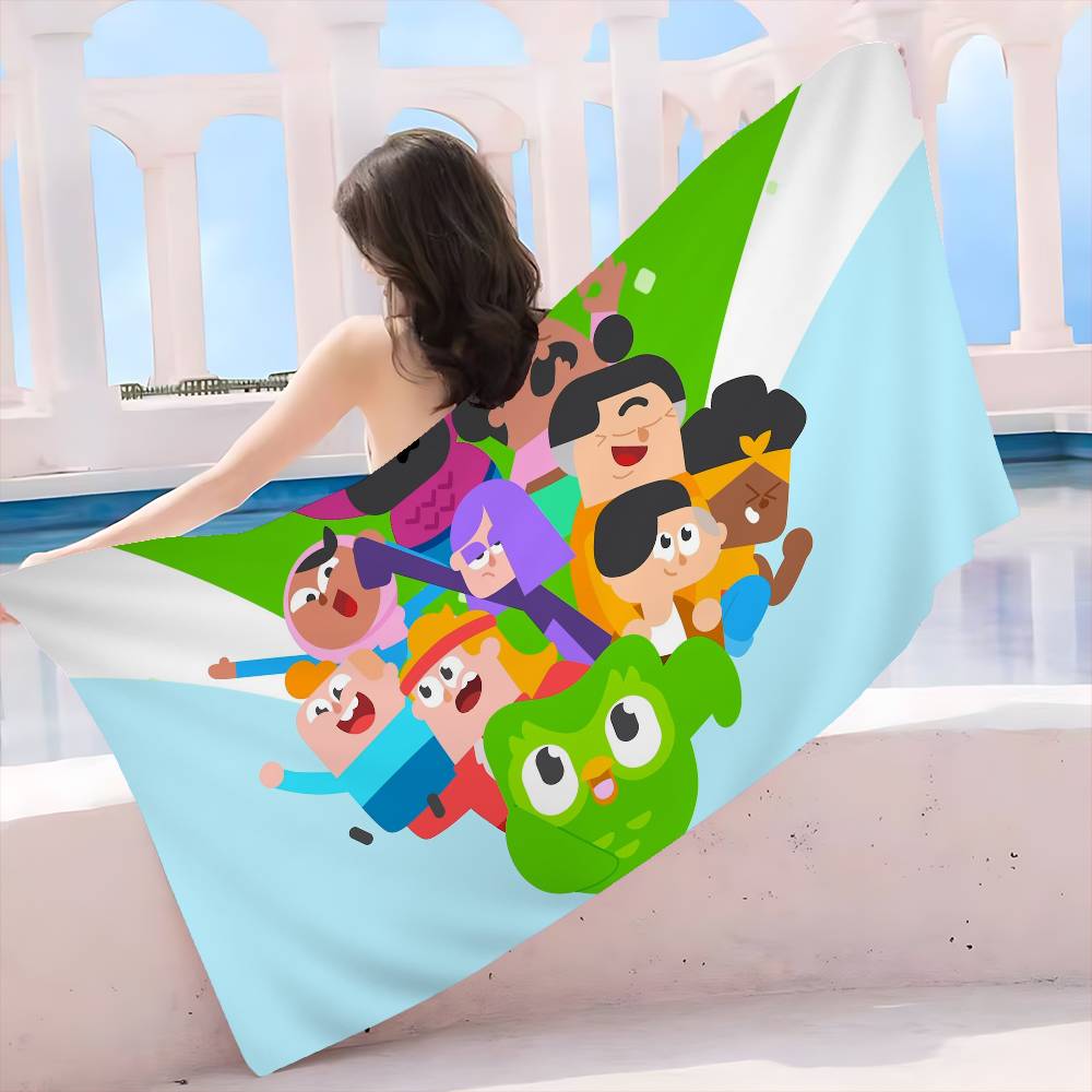 Забавный D-Duolingo Микрофибра Печатное Пляжное Полотенце Альпинизм Йога Пляж Плавание Бег Впитывающее Мягкое Полотенце