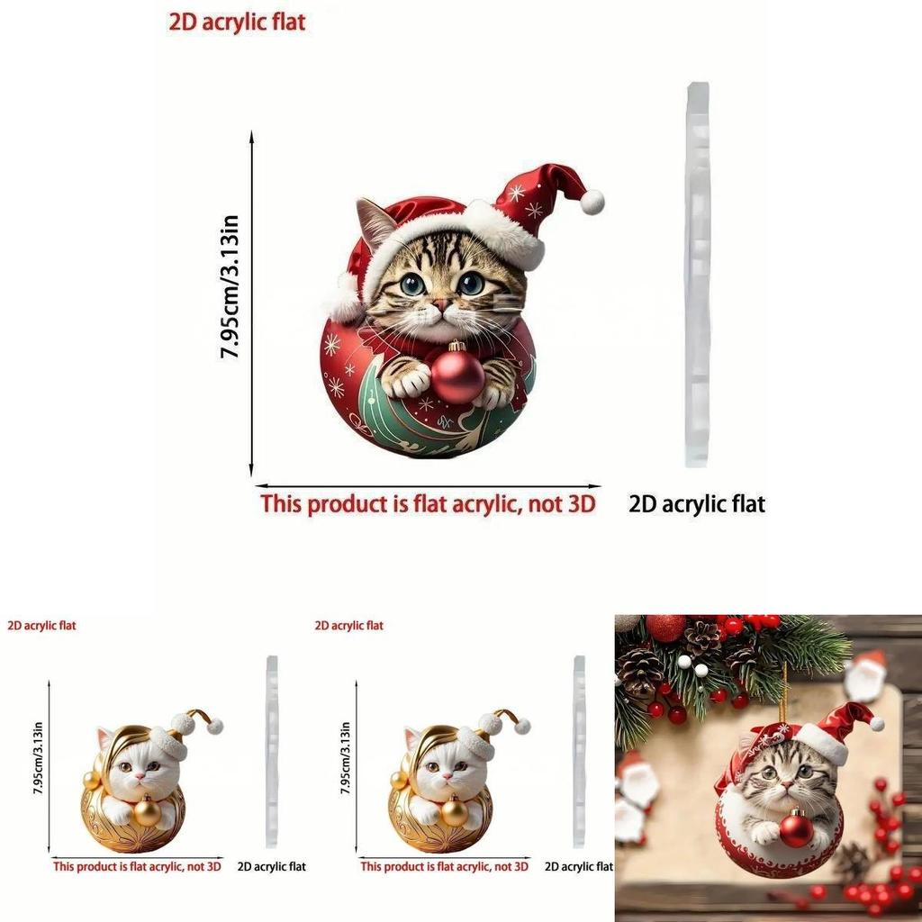 Car Interior Ornament Acrylic Cat Cartoon Style For Christmas Decoration And Holiday Gift