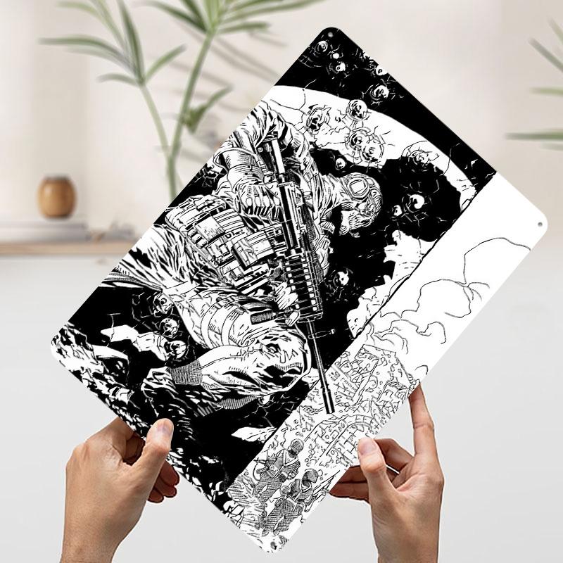 Soldier in War Zone Poster Customized Wall Art Vintage Metal Signs Retro Tin Plaque for Man Cave Desk Decor Office Decoration